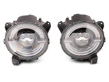 Raxiom 18-23 Jeep Wrangler JL Axial Series 9-In LED Angel Eye Headlights- Blk Housing (Clear Lens) - J167045