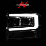 ANZO 99-04 Ford F250/F350/F450/Excursion (excl 99) Projector Headlights - w/Light Bar Chrome Housing - 111552