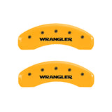 MGP 4 Caliper Covers Engraved Front & Rear WRANGLER Yellow finish black ch - 42007SWRGYL