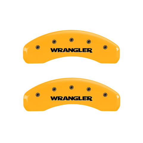 MGP 4 Caliper Covers Engraved Front & Rear WRANGLER Yellow finish black ch - 42007SWRGYL