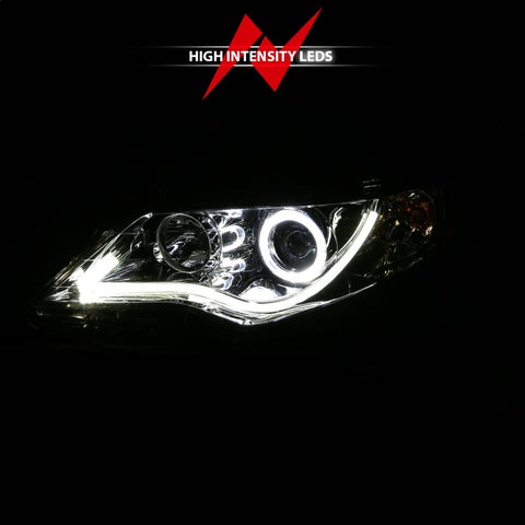 ANZO 2012-2013 Toyota Camry Projector Headlights w/ Halo Chrome - 121513