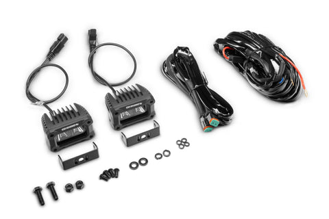 Go Rhino Xplor Bright Series Rectangle LED Spot Light Kit (Surface/Thread Stud Mnt) 3x2 - Blk (Pair) - 751003023SBS