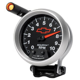 Autometer GM Red Bowtie Black 3-3/4in 0-10000 RPM Pedestal Mount Tachometer Quick-Lite - 3690-00406