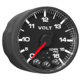 AutoMeter Gauge Voltmeter 2-1/16in. 16V Stepper Motor W/Peak & Warn Blk/Blk Spek-Pro - P344328