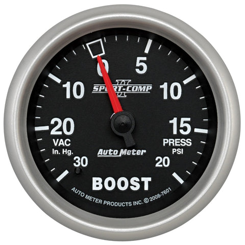 Autometer Sport-Comp II VAC/Boost 2 5/8in 30 IN HG-20PSI Mechanical Gauge - 7601