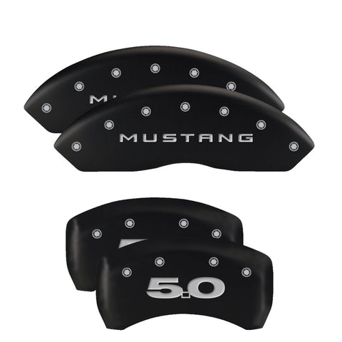 MGP 4 Caliper Covers Engraved Front 2015/Mustang Engraved Rear 2015/Bar & Pony Black fnsh silver ch - 10200SMB2BK