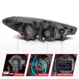 ANZO 2014-2016 Kia Forte Projector Headlights w/ Light Bar Chrome Housing - 121561