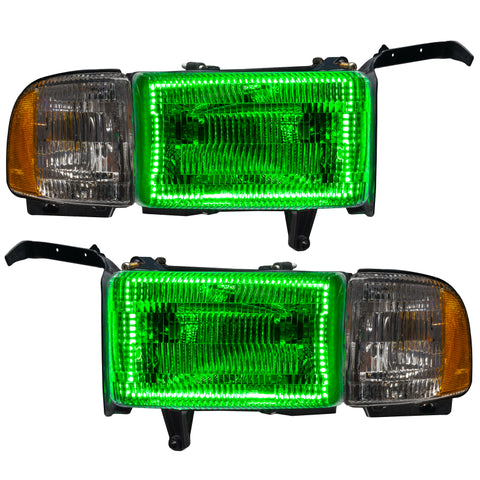 Oracle 94-02 Dodge Ram Pre-Assembled Halo Headlights - ColorSHIFT w/ Simple Controller - 8167-504