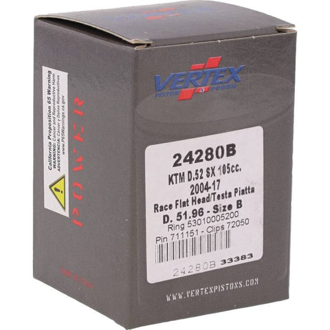 Vertex Piston 04-11 KTM 105 SX 105cc Cast Race Piston Kit - 24280B