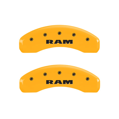 MGP 4 Caliper Covers Engraved Front & Rear RAM Yellow finish black ch - 55001SRAMYL