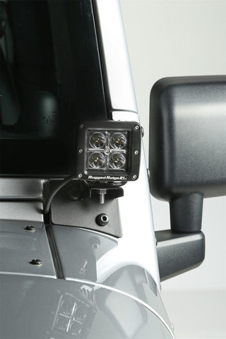 Rugged Ridge 07-18 Jeep Wrangler JK Textured Black Windshield Aux. Light Mounting Brackets - 11027.04