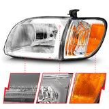 ANZO 00-04 Toyota Tundra (Reg/Acc Cab Only) Crystal Headlights w/Lgt Bar Chrome w/Corner Lights 2pc - 111580