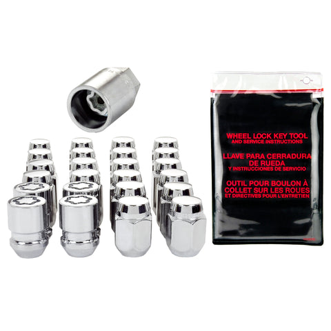 McGard 6 Lug Hex Install Kit w/Locks (Cone Seat Nut) M12X1.25 / 13/16 Hex / 1.28in. L - Chrome - 84654