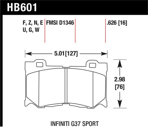 Hawk 2009-2013 Infiniti FB50 Sport HPS 5.0 Front Brake Pads - HB601B.626