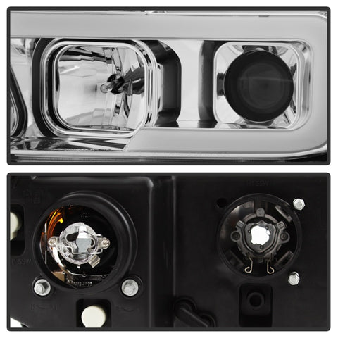 Spyder 07-13 Toyota Tundra V2 Light Bar DRL Projector Headlights - Chrome (PRO-YD-TTU07V2-LB-C) - 5084651