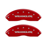 MGP Front set 2 Caliper Covers Engraved Front WRANGLER Red finish silver ch - 42009FWRGRD