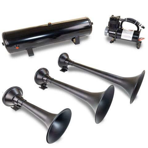 Kleinn Triple Black Horn Kit w/150 PSI Waterproof 3.0 gal Air Tank - HK9 Slimline