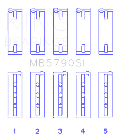 King Engine Bearings Porsche M 48.00/M 48.50 (Size +0.25mm) Main Bearing Set - MB5790SI0.25
