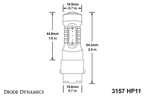 Diode Dynamics 3157 LED Bulb HP11 LED - Amber (Single) - DD0050S