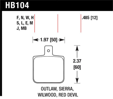 Hawk Sierra/Outlaw/Wilwood HP+ Street Brake Pads - HB104N.485