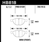 Hawk 11-17 BMW X5 xDrive / 08-17 BMW X6 xDrive HPS 5.0 Front Brake Pads - HB818B.768