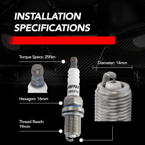 APR EA888.1/2/EA837/EA113 Iridium Pro Spark Plug - Heat Range 9 - 14mm x 19mm x 16mm - SINGLE - Z1003101
