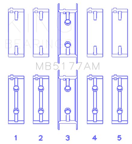 King Engine Bearings Mitsubishi 4G63/64/DOHC (Size +1.0mm) Main Bearing Set - MB5177AM1.0