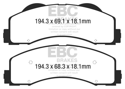 EBC 15+ Ford F150 2.7 Twin Turbo (2WD) Extra Duty Front Brake Pads - ED93034