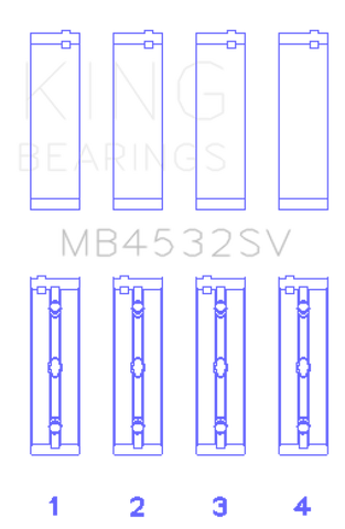 King Engine Bearings Mercedes Benz Om 642.822/36/910/20/30/70 (Size +0.50mm) Main Bearing Set - MB4532SV0.5