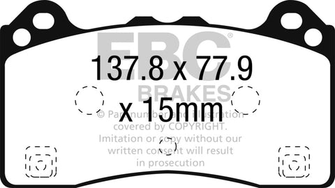 EBC Racing 16-18 Ford Focus (Mk3) RP-1 Race Front Brake Pads - DP82274RP1