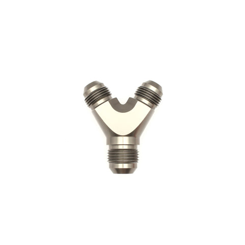 DeatschWerks 8AN Male Flare + 8AN Male Flare to 10AN Male Flare Y Block Fitting - 6-02-0703