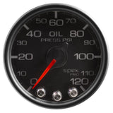 Autometer Spek-Pro Gauge Oil Press 2 1/16in 120psi Stepper Motor W/Peak & Warn Blk/Blk - P32532