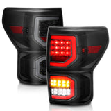 ANZO 2007-2013 Toyota Tundra LED Taillights Plank Style Black w/Smoke Lens - 311337