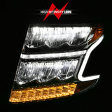 ANZO 15-20 Chevy Tahoe/Suburban LED Light Bar Style Headlights w/Sequential Chrome w/Amber - 111479