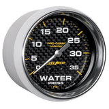 Autometer Marine Carbon Fiber Mechanical 2-5/8in 0-35PSI Water Pressure Gage - 200773-40