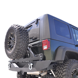 DV8 Offroad 07-18 Jeep Wrangler JK Rear Aluminum Bumper w/ Tire Carrier - Black - RBSTTB-01