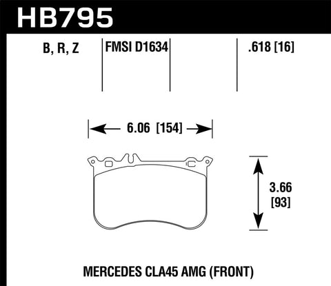 Hawk 14-17 Mercedes-Benz CLA 45 AMG Performance Ceramic Street Front Brake Pads - HB795Z.618
