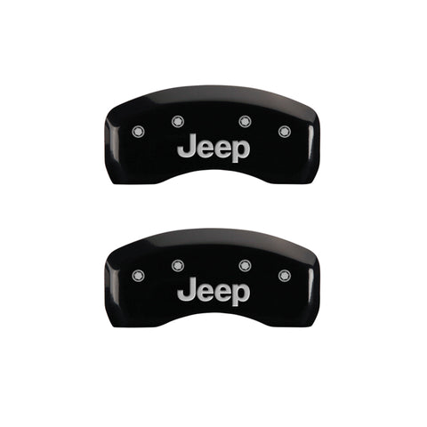 MGP 4 Caliper Covers Engraved Front & Rear JEEP Black finish silver ch - 42003SJEPBK
