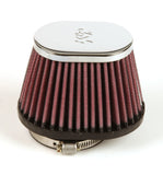 K&N Uni Chrome Oval Tapered Filter 2.125in FlgID x 4inB OL x 3inB OW x 3inT OL x 2inT OW x 2.75in H - RC-0981