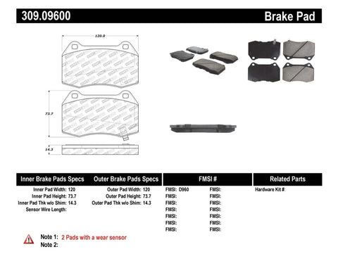StopTech Performance 02-07 350z/G35 w/ Brembo Front Brake Pads - 309.09600