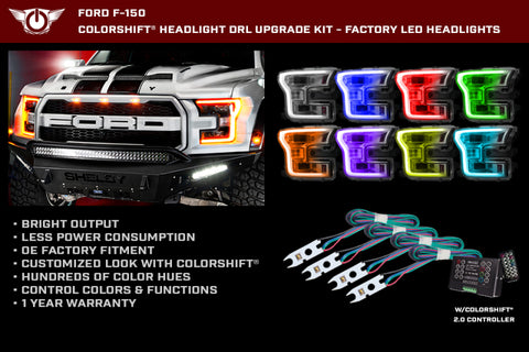 Oracle 15-17 Ford F-150 Headlight DRL Upgrade Kit - ColorSHIFT w/ 2.0 Controller - 2395-333