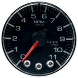 Autometer Spek-Pro Gauge Tach 2 1/16in 11K Rpm W/ Shift Light & Peak Mem Blk/Chrm - P336318