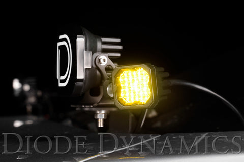 Diode Dynamics Stage Series C1 LED Pod Sport - Yellow Flood Standard ABL (Pair) - DD6448P