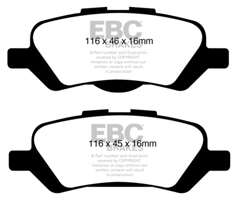 EBC 08+ Toyota Venza 2.7 Yellowstuff Rear Brake Pads - DP41852R