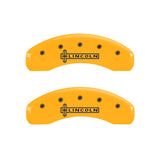 MGP 4 Caliper Covers Engraved Front & Rear Lincoln Yellow finish black ch - 36012SLCNYL
