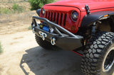 DV8 Offroad 07-18 Jeep Wrangler JK/JL FS-14 Mid Length Steel Front Bumper w/ Fog Lights & LED Lights - FBSHTB-14