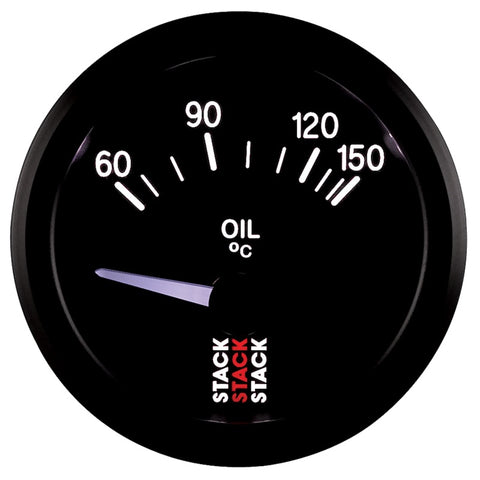 Autometer Stack 52mm 60-150 Deg C M10 Male Electric Oil Temp Gauge - Black - ST3209