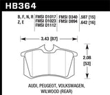 Hawk 2010-2013 Audi A3 TDI HPS 5.0 Rear Brake Pads - HB364B.642