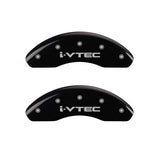 MGP Front set 2 Caliper Covers Engraved Front i-Vtec Black finish silver ch - 20212FIVTBK