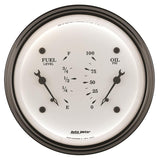AutoMeter Gauge Dual Fuel & Oilp 3-3/8in. 240 Ohm(e) to 33 Ohm(f) & 100PSI Elec Old Tyme Wht - 1613